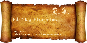 Ráday Hieronima névjegykártya